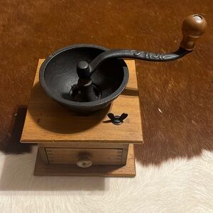 Classic Wooden Coffee Grinder with Black Handle